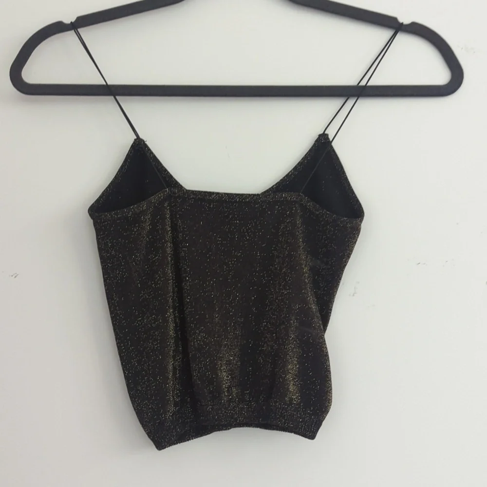 Intimately Free People Black Gold Metallic Sparkle Brami Cami Tank Top XS/S‎